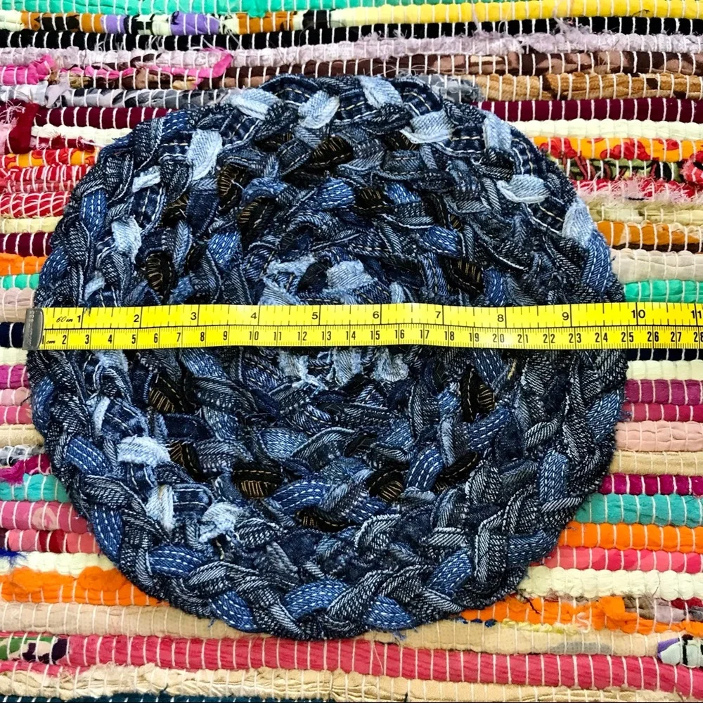 Handmade ~ Recycled upcycled denim jeans trivet hot pad